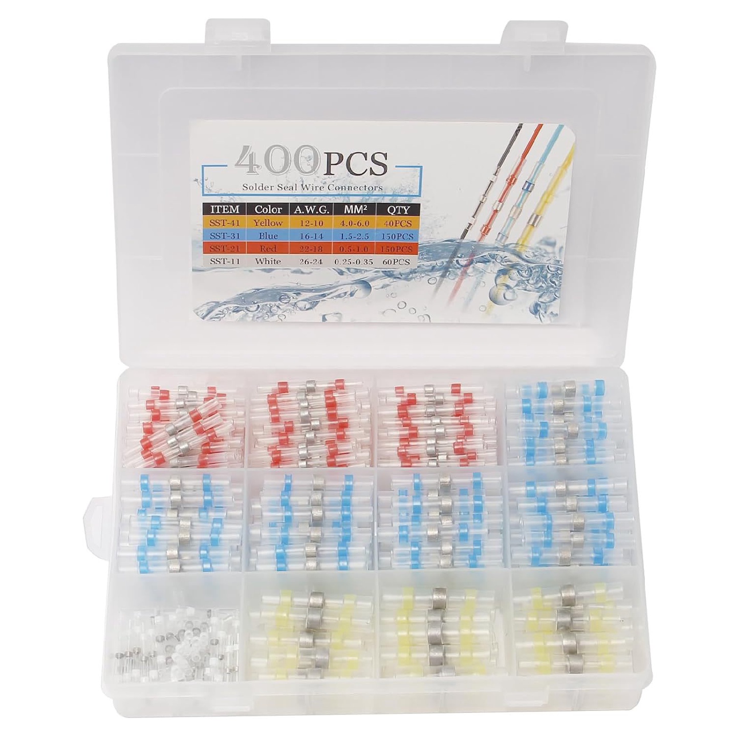 Mriuuod400PCS焊接密封线连接器热收缩端子电气防水插头管适用