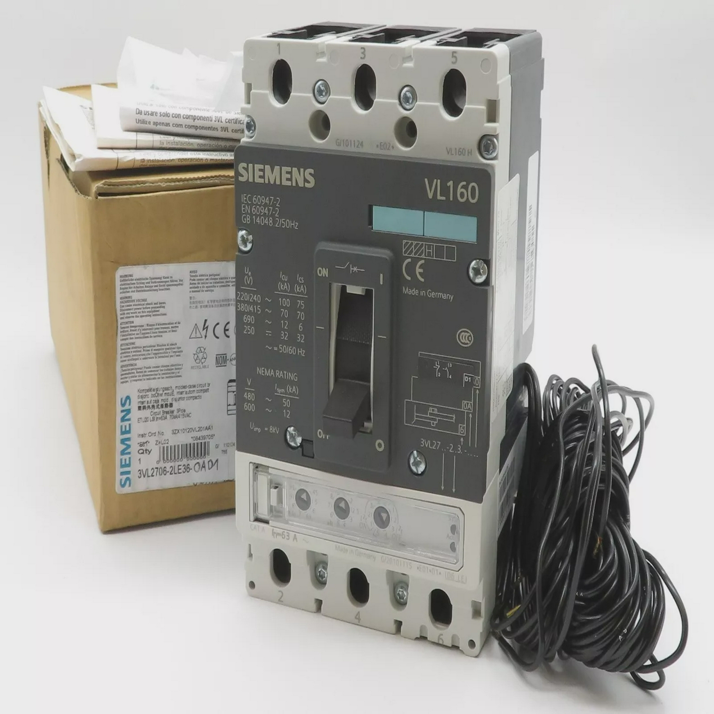 SIEMENSVL160HLeistungsschalter3VL2706-2LE36-0AD1Circuit