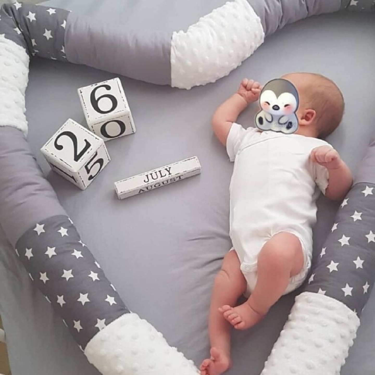 INS星星拼色圆柱形婴儿床床围纯棉四季通用儿童防撞婴儿床装饰