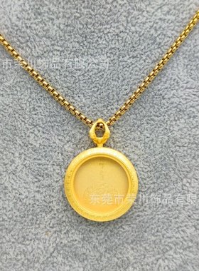 新款厂家磨砂20mm皇冠吊坠唐卡噶乌盒圆形项链复古民族风唐卡批发