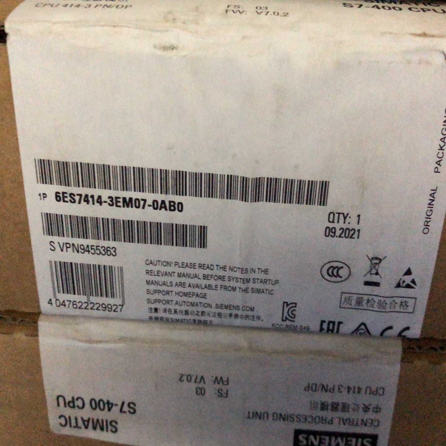 6ES7414-3EM07-OABO未开封，联系~询价