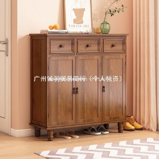 柜美式 R蘃1一体鞋 家用大容量玄关柜实木收纳经济型多层进门储