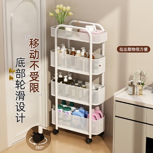 卫生间夹缝小推车收纳柜门后置物架厕所浴室洗漱台缝隙极窄收纳架