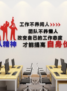 公司企业办公室文化墙面上装饰布置3d立体励志墙贴画激励标语
