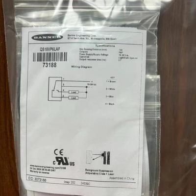 配件BANNER邦纳 型号QS18VP6LAF 订货号73188现货 全新未议价