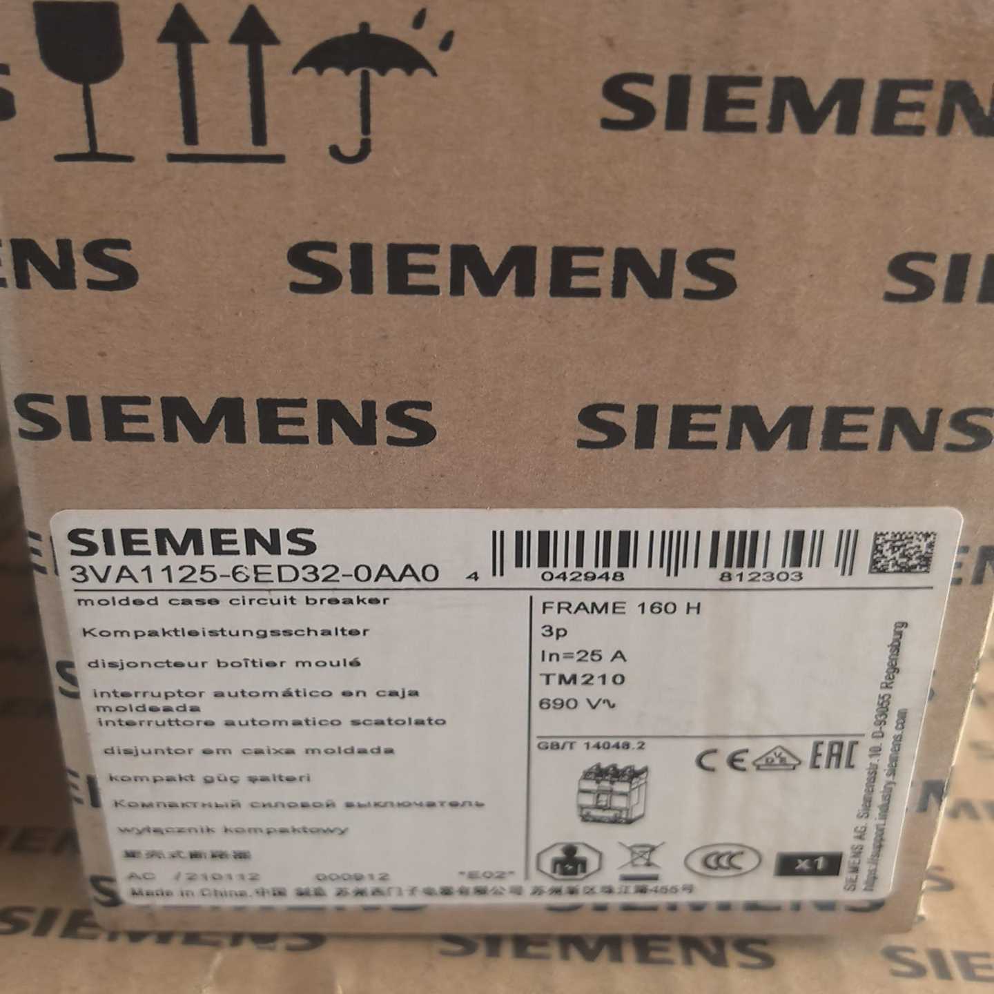 询价~塑壳断路器3VA1125-6ED32-0AA0，原