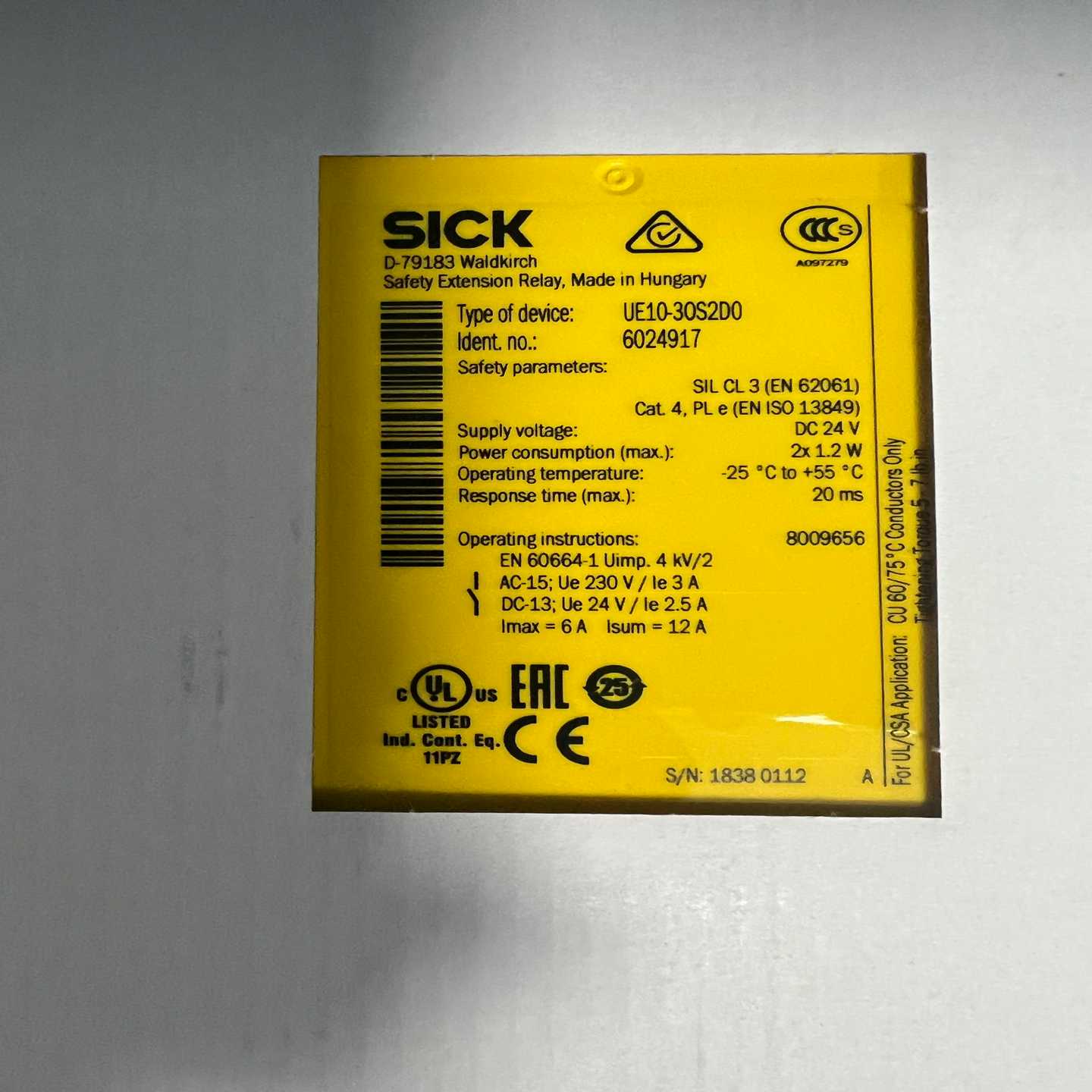 Sick西克安全继电器UE10-30S2D0~询价