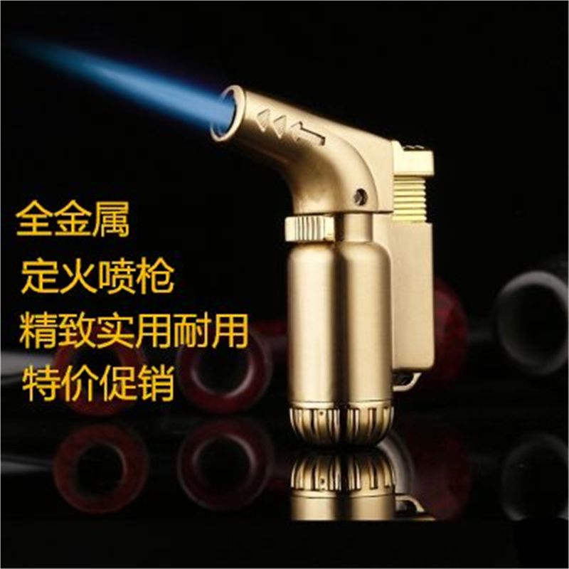 高温直冲充气打火机喷火枪个性防风金属打火机蓝焰带锁火喷枪