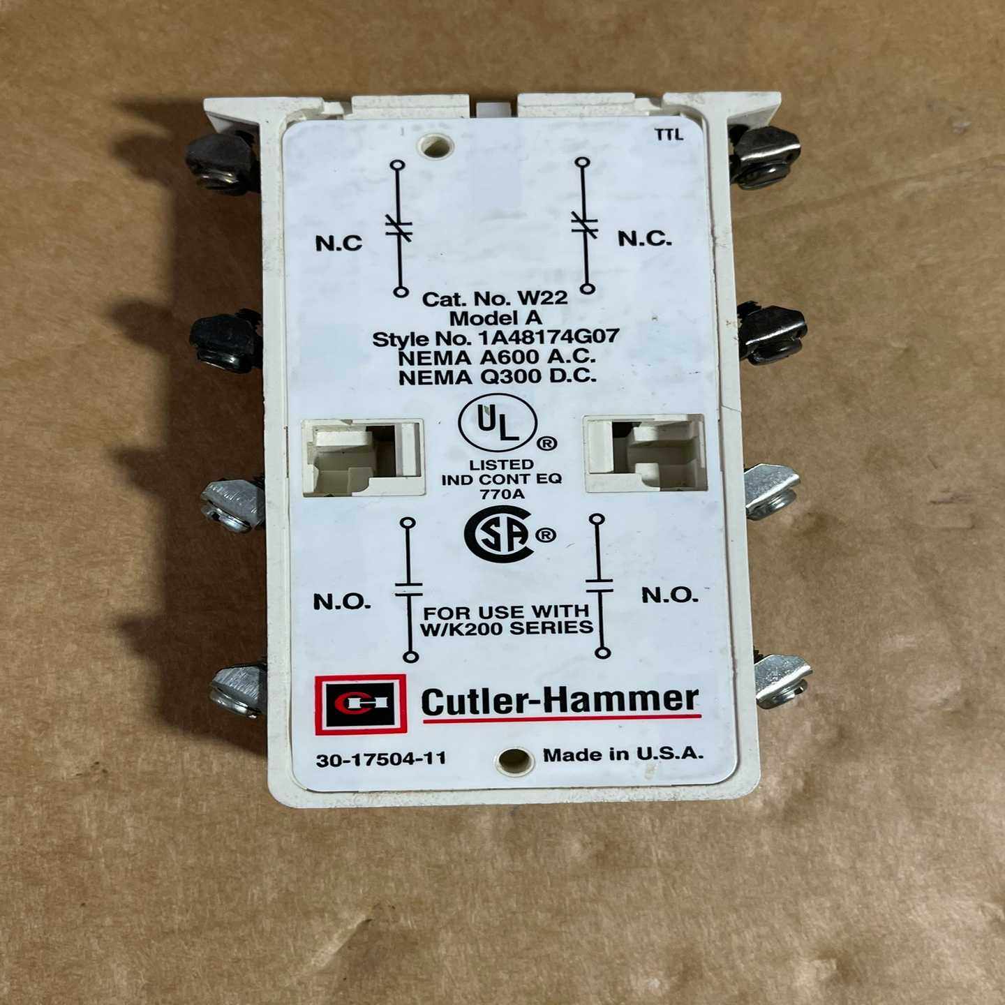 Cutler-Hammer卡特拉汉莫断路器辅助触点1询价