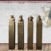 仿古石雕拴马桩青石做旧四神兽狮子十二生肖拴马桩柱子