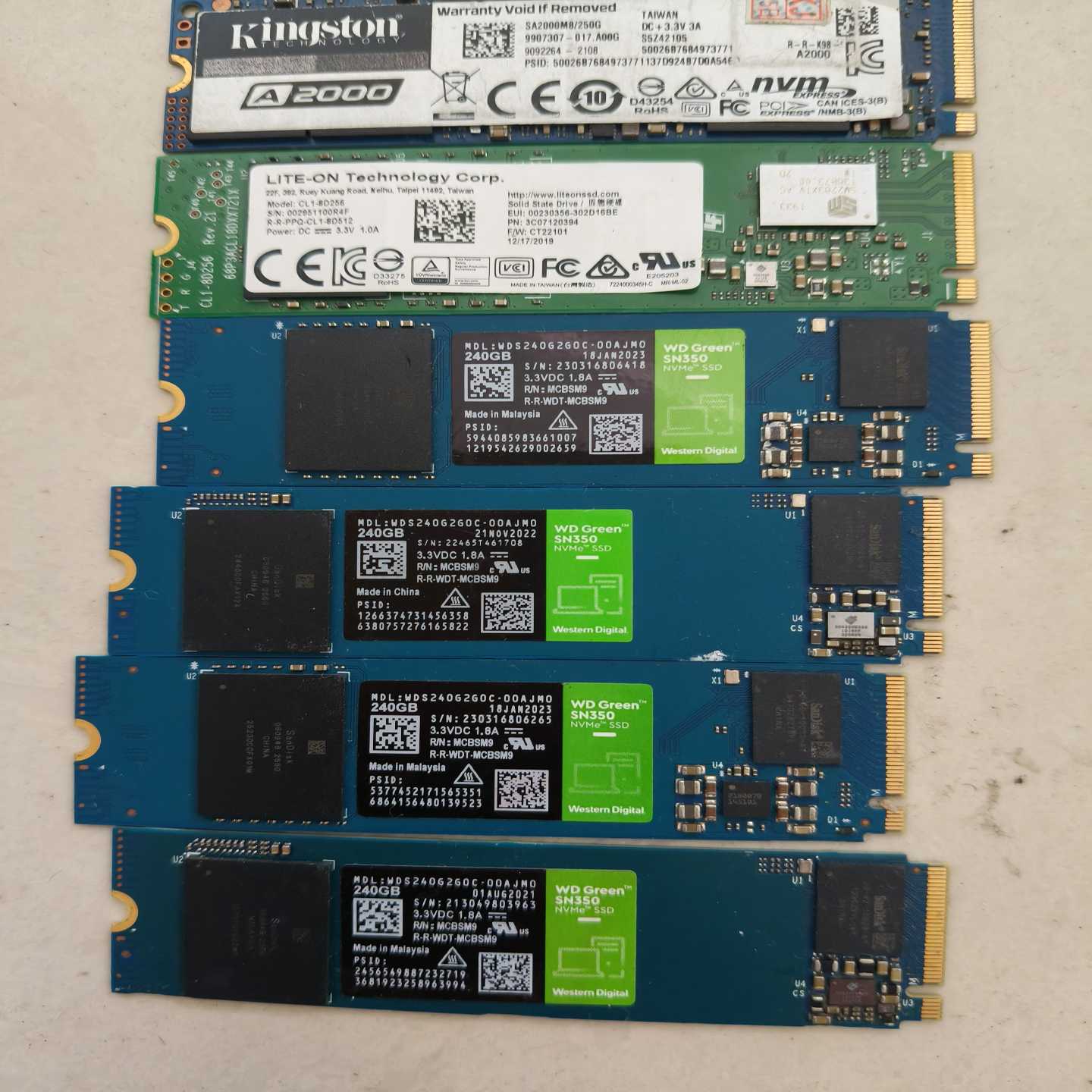 拆机M2NV5个240G固态硬盘，品牌有Kingston--议价商品