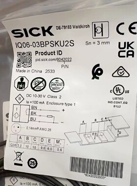 议价IQ06-03BPSKU2S西克Sick电感式接近感测器订货号6042022全新