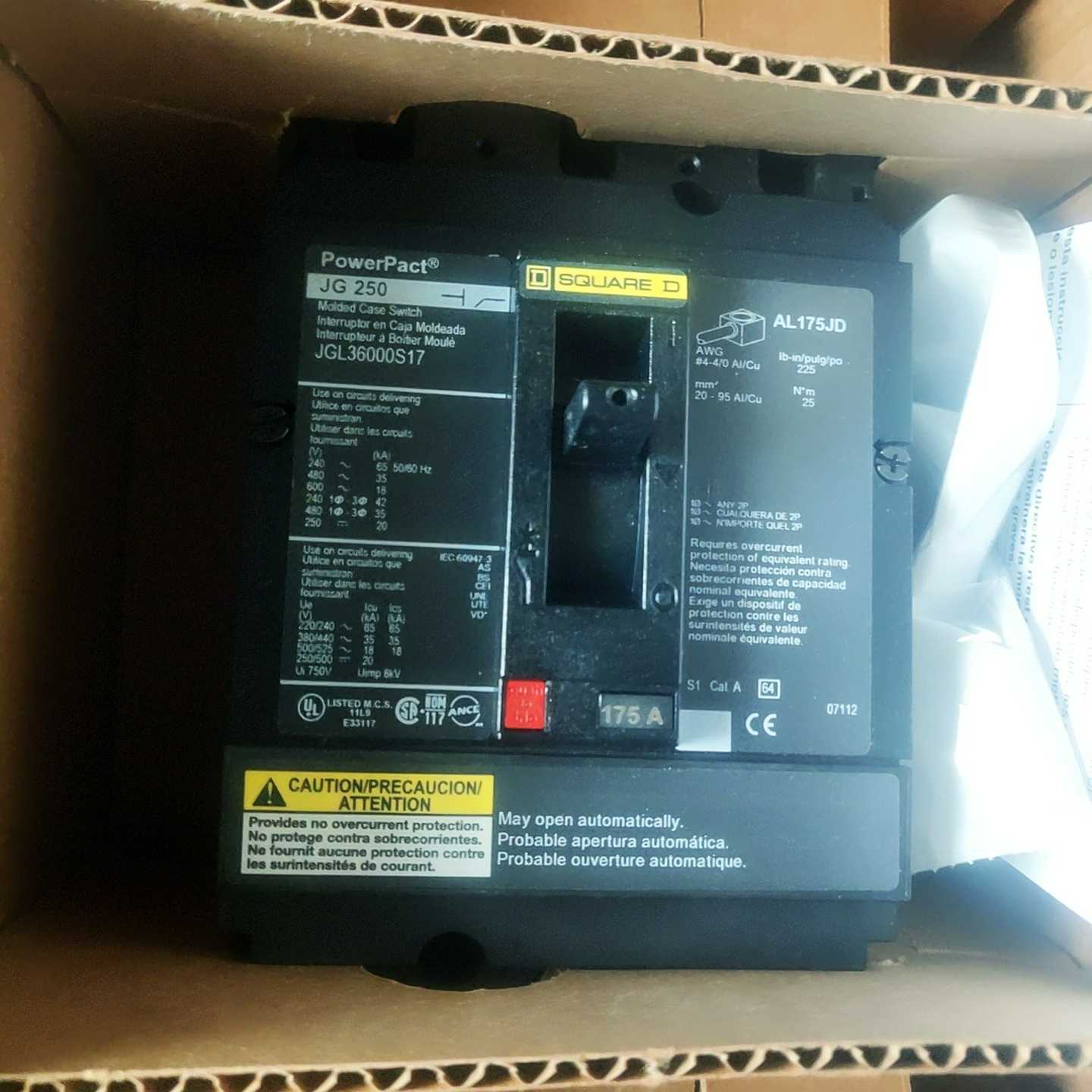 配件SQUARE  JG250  AL175JD  JGL3600S17  3P 175A议价