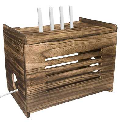 壁挂式路由器收纳盒实木wifi插板电线板遮挡盒木制数据线收纳盒