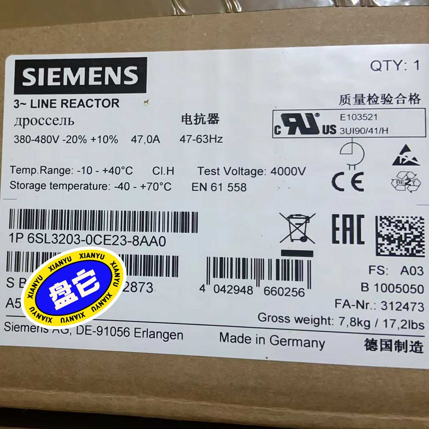 6SL3203-0CE23-8AA0进线电抗器询价