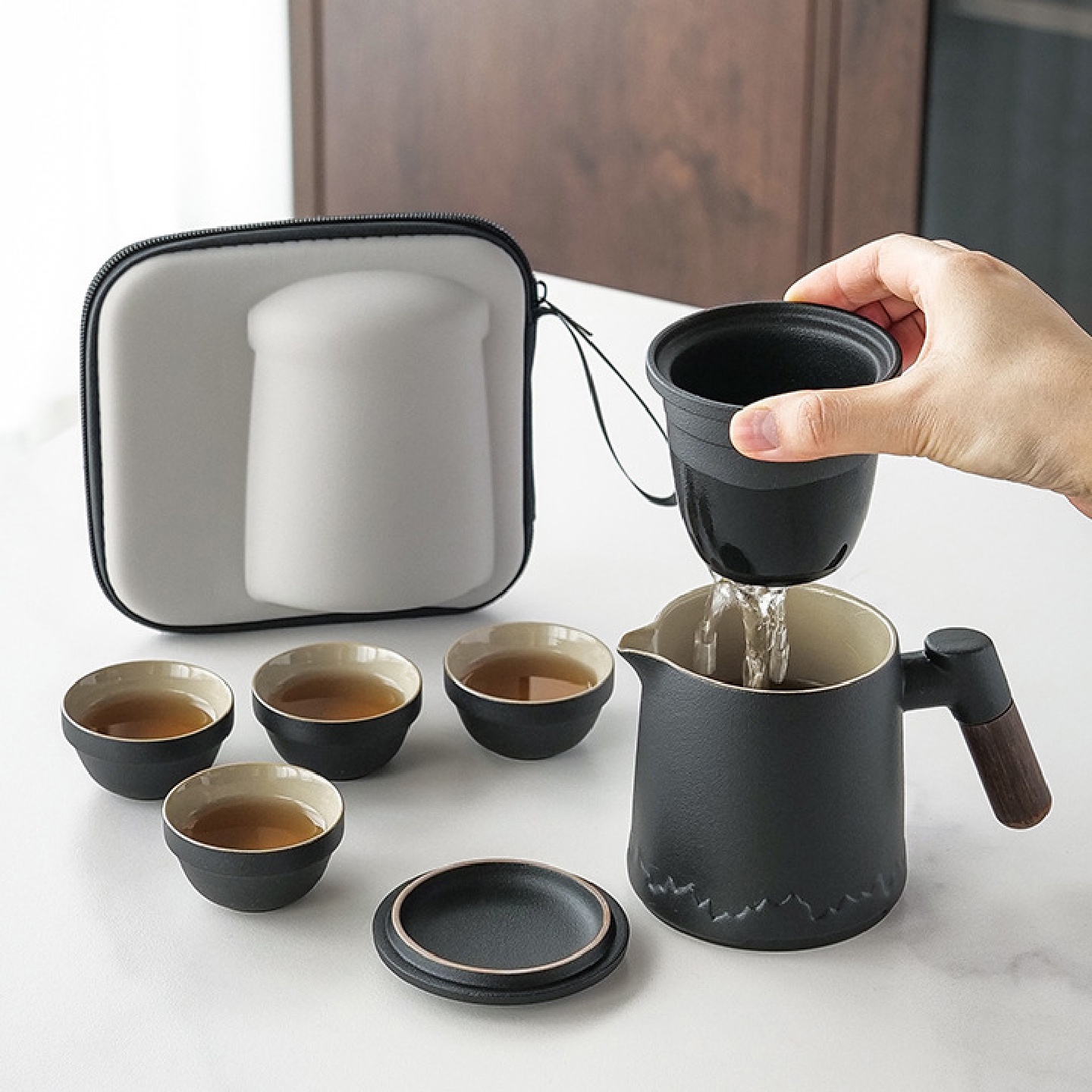 便携旅行茶具套装户外包随身简易车载露营办公室功夫泡茶壶茶杯