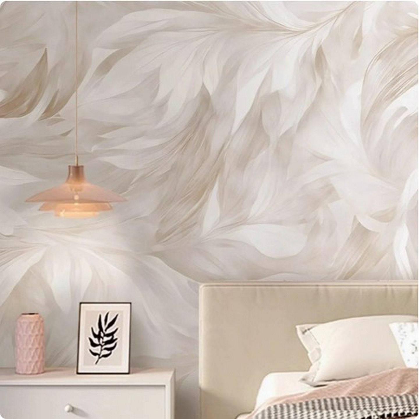 法式奶油风抽象艺术花纹墙纸电视背景墙壁布客厅卧室高级感墙布