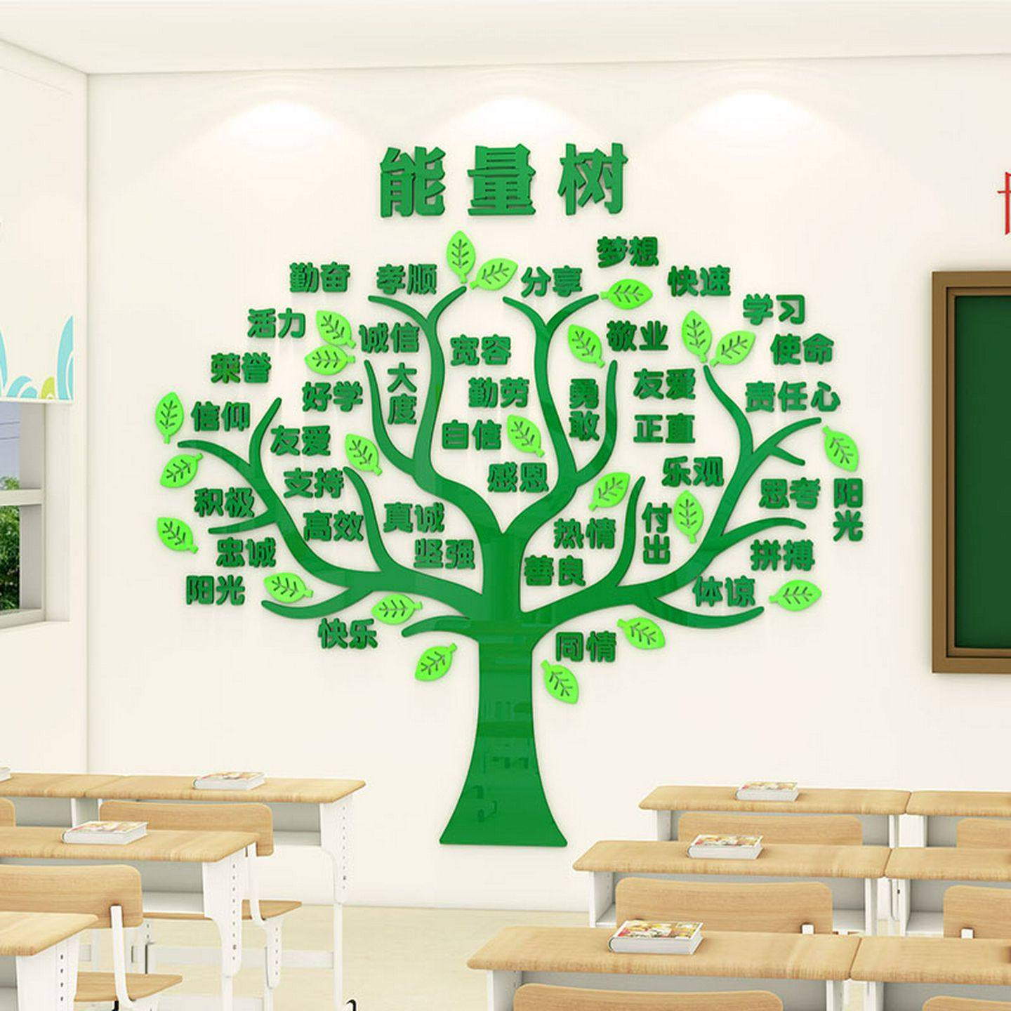 班级文化墙能量树贴纸小学初中教室氛围布置装饰学习神器励志标语,家居饰品,文化墙贴,淘宝优惠券,粉丝福利购,淘宝优惠卷