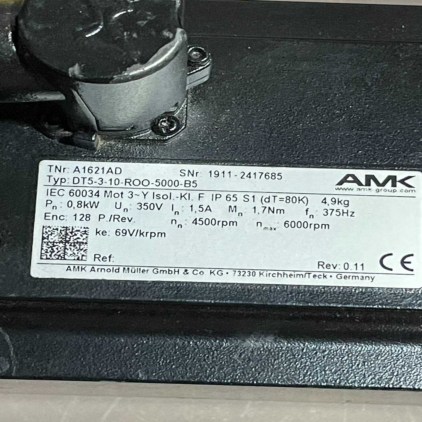 AMK伺服电机 DT5-3-10-ROO-5000-B5 0【侨报商行】