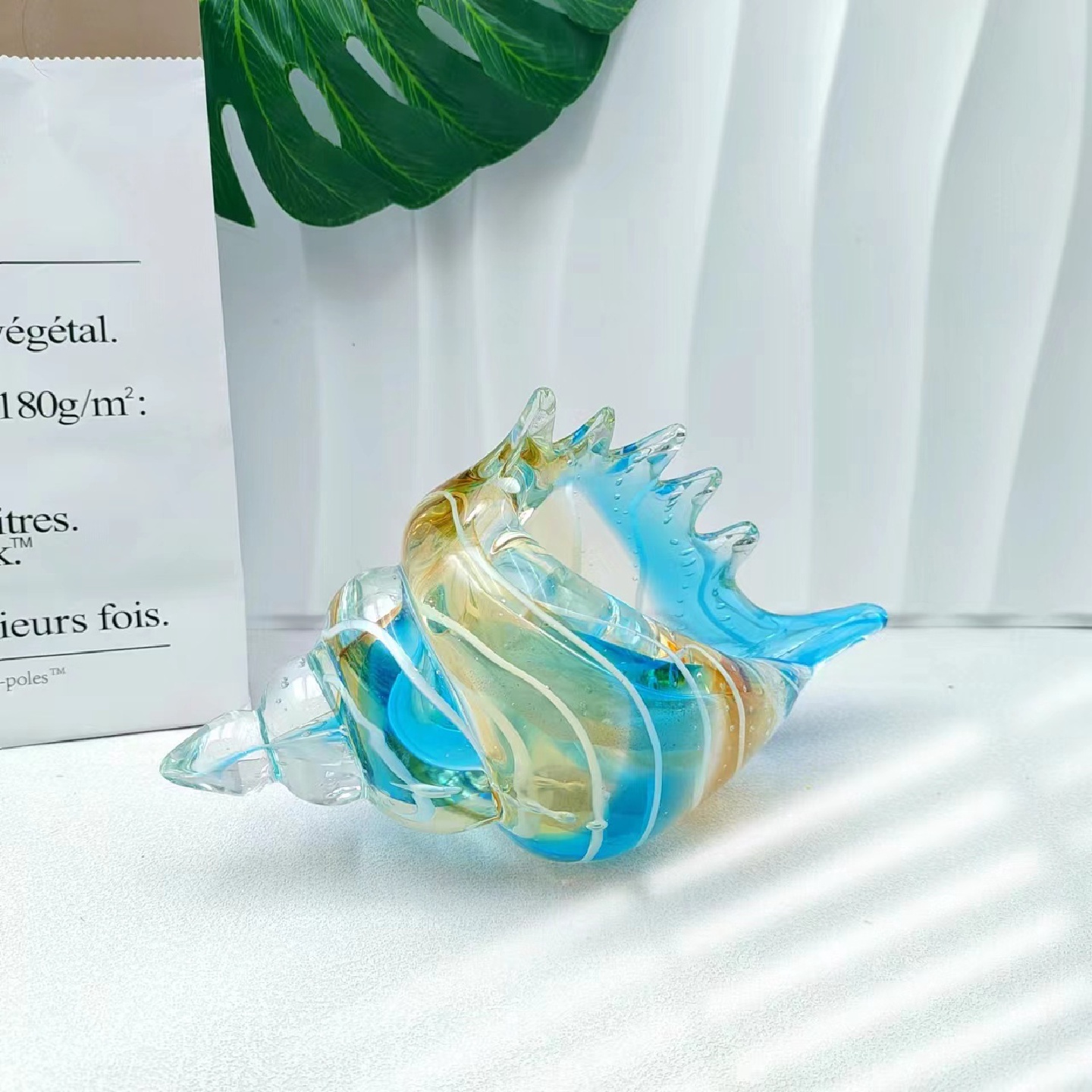轻奢艺术琉璃多彩海螺摆件创意摆件样板间家居客厅餐桌玄关工艺品