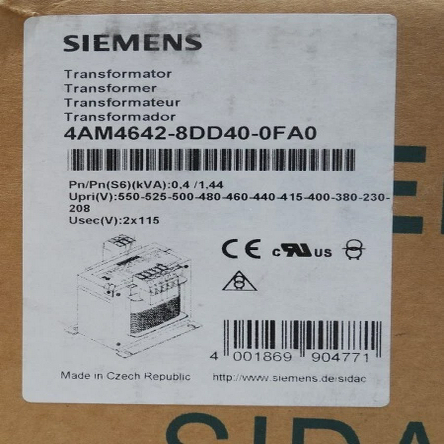 SiemensSidacTransformator4AM4642-8DD40-0DA04AM4642-8DD4