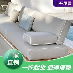 艺硬一体实木海绵地台垫子卡座坐垫靠背加硬户外沙发垫防水布