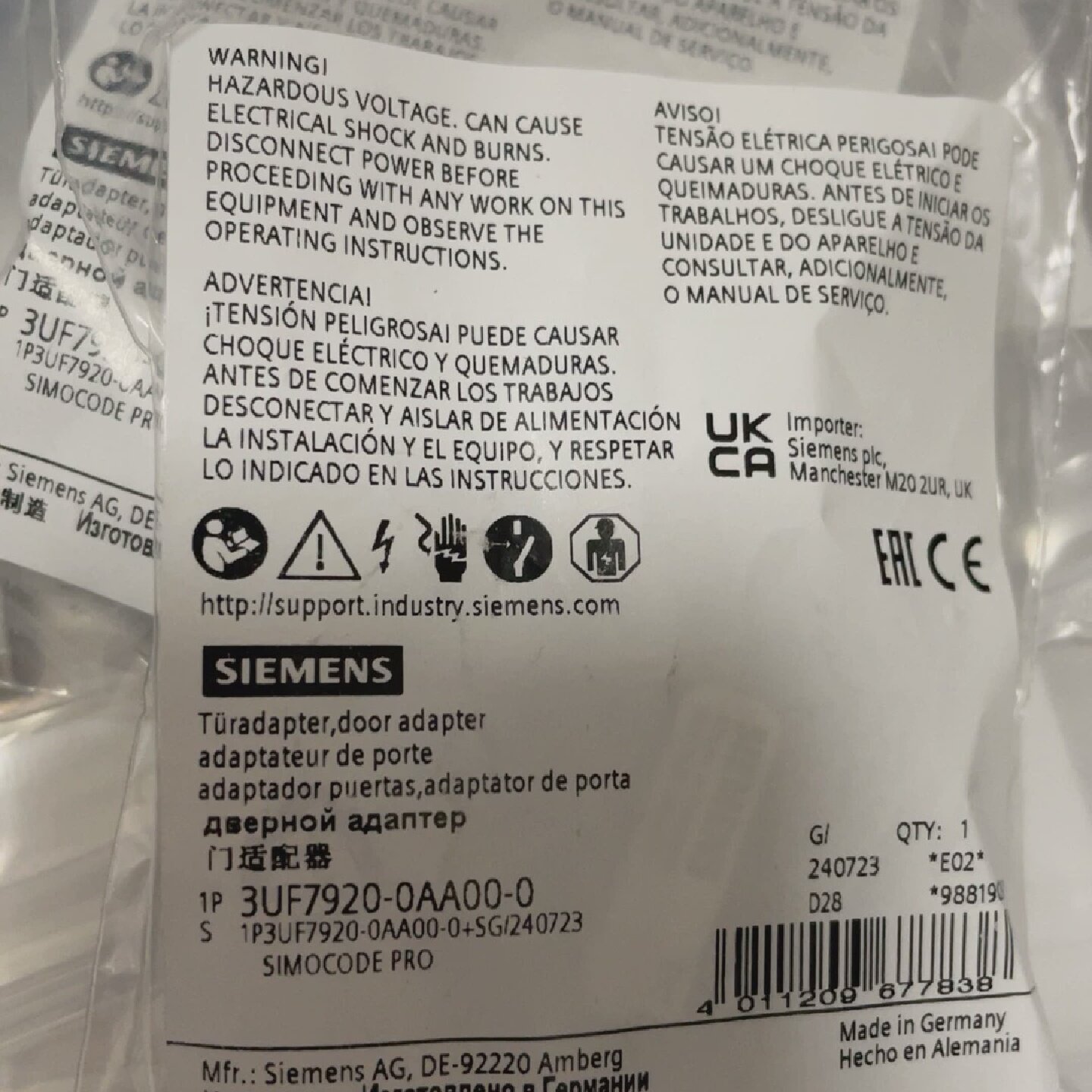 询价-3UF79200AA000门转接器安装在开关柜门