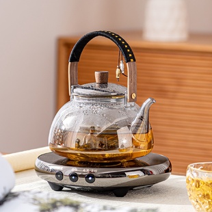 电陶炉煮茶器耐高温玻璃泡茶壶家用大容量烧水壶蒸茶器简约提梁壶