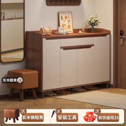 实木芯鞋柜家用门口室内新款2025爆款新中式玄关柜一体储物柜鞋架