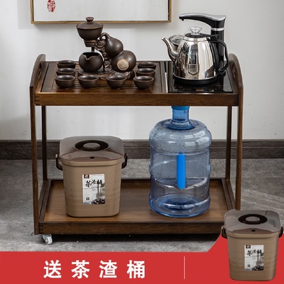 移动茶桌家用小茶台边柜实木泡茶车茶具套装烧水壶一体茶水柜架子
