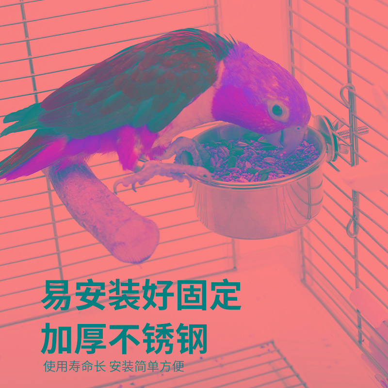 304不锈钢鸟笼食盒食罐食碗鹦鹉饲料盒喂食器喂鸟器防打翻鸟