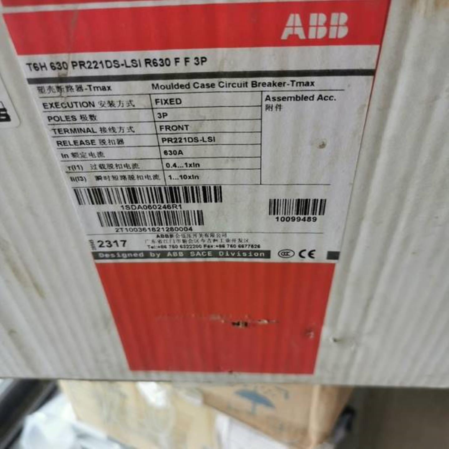 配件ABB塑壳断路器T6H630 PR221DS-LSI R63议价