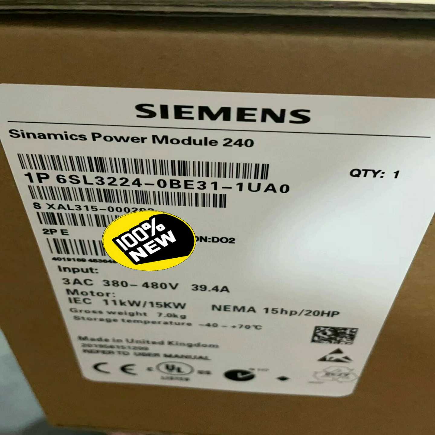 6SL3224-0BE31-1UA0G120功率询价