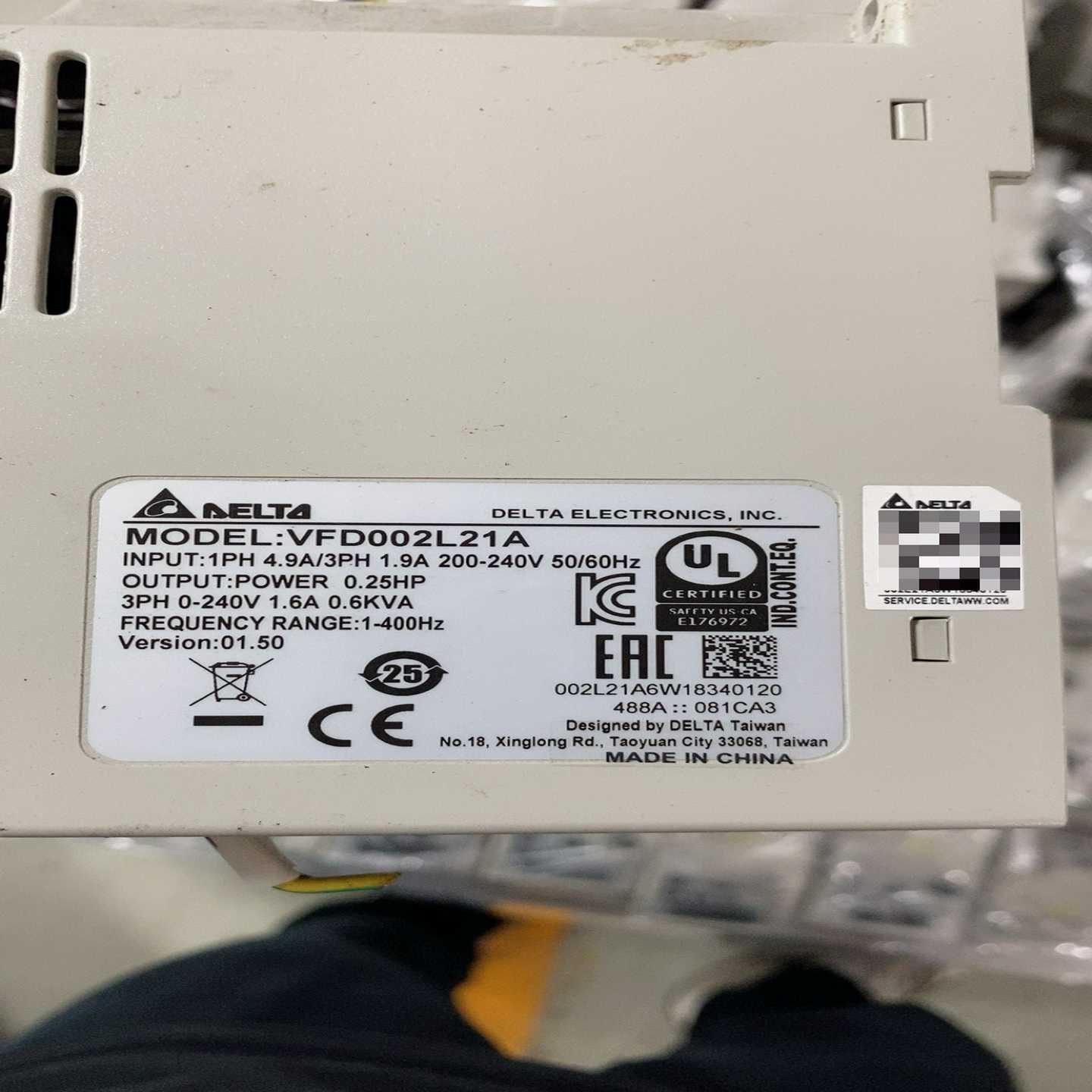台达变频器VFD002L21A功率0.25HP,200---议价商品