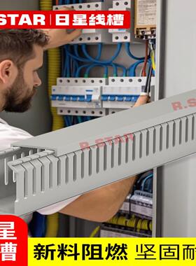 隆兴PVC线槽高50x宽35mm塑料灰色配线槽3550工业机床电箱用开口*