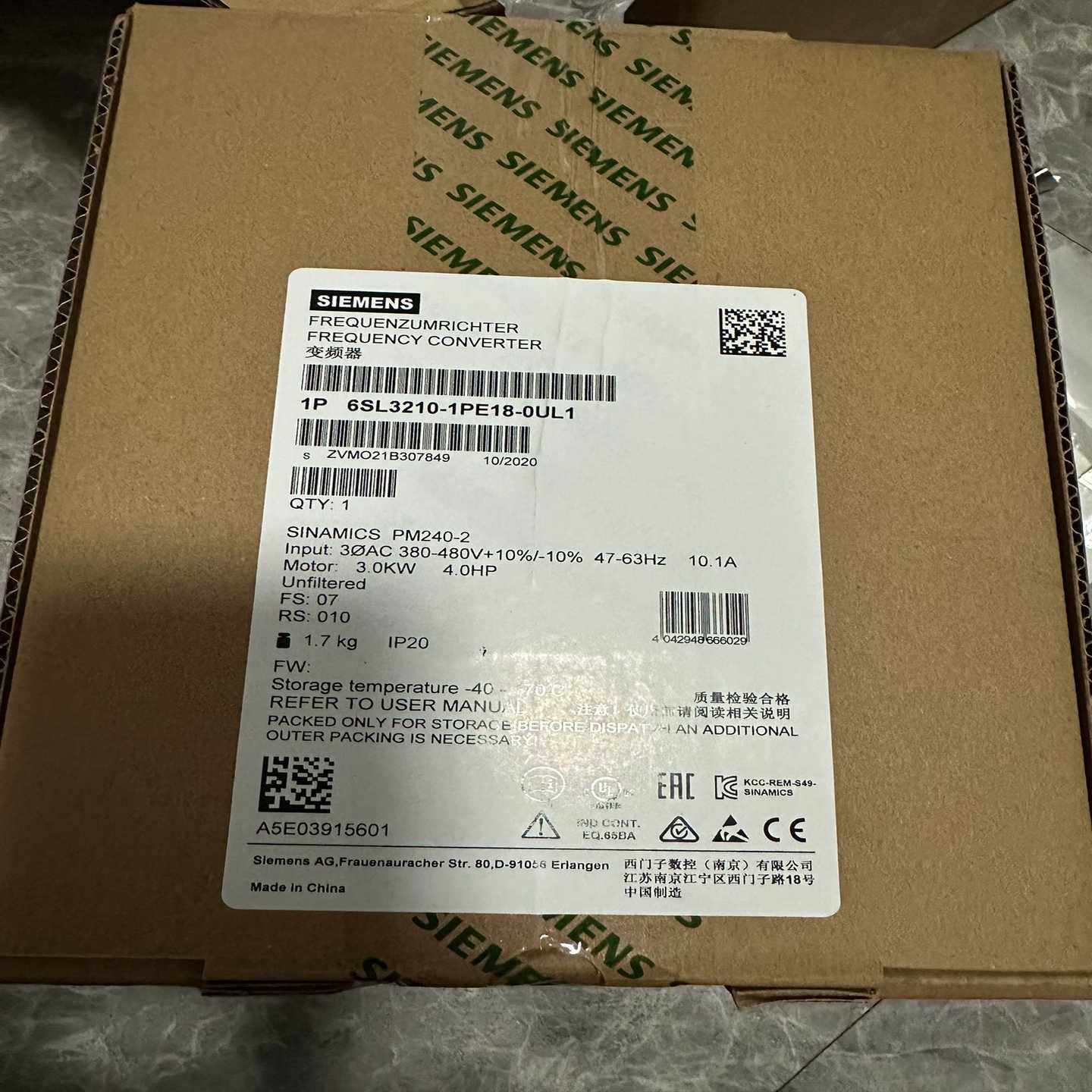 【议价】6SL3210-1PE18-0UL1PM240-2变频适用