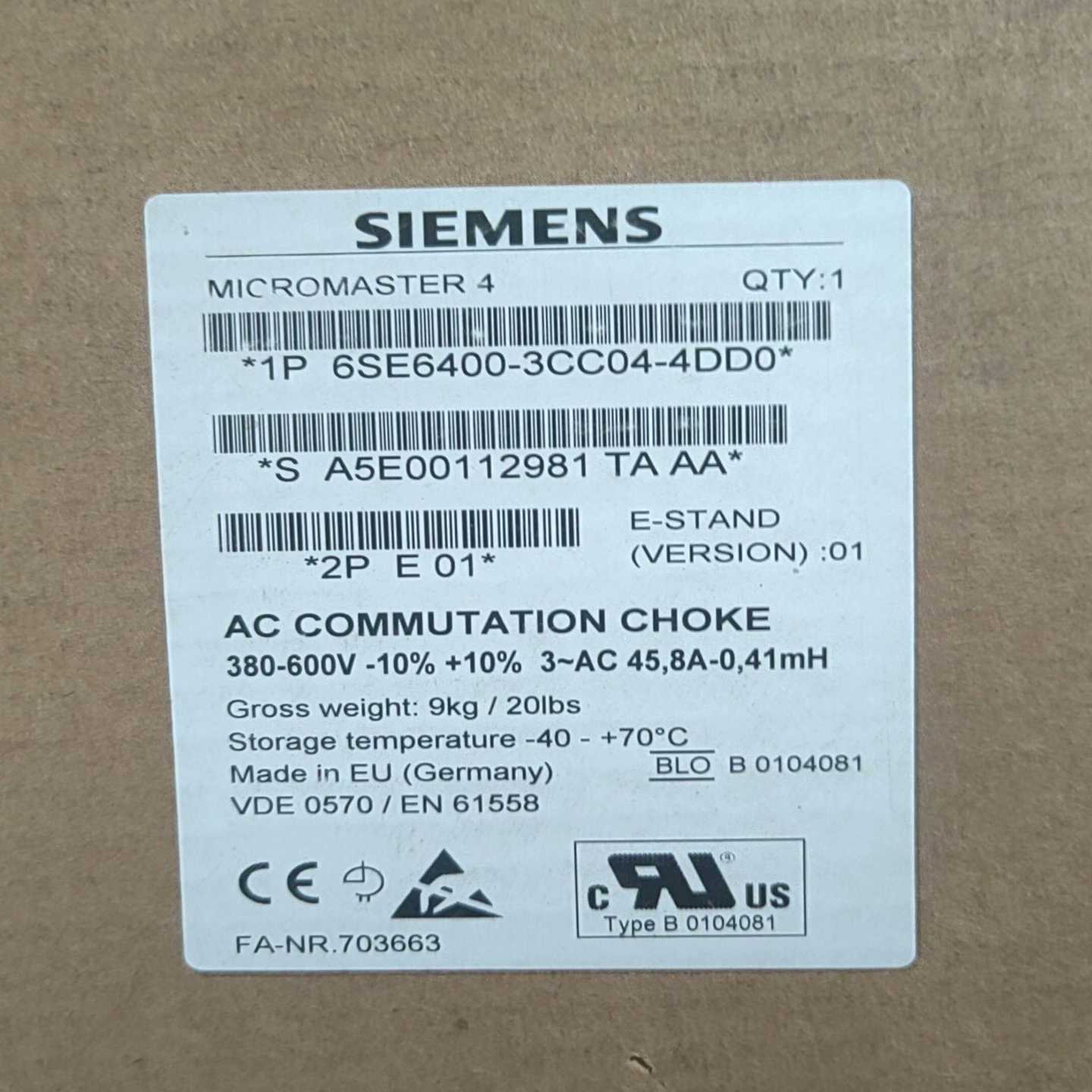 6SE6400-3CC04-4DD0电抗器，要的聊询价