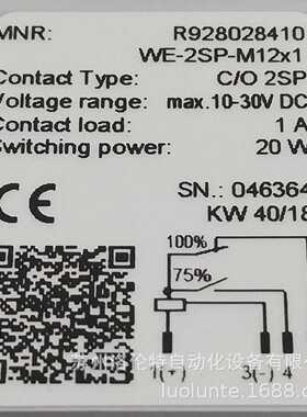 R928028410WFE-2SP-M12X1Rexroth力士乐/传感器/全新原装
