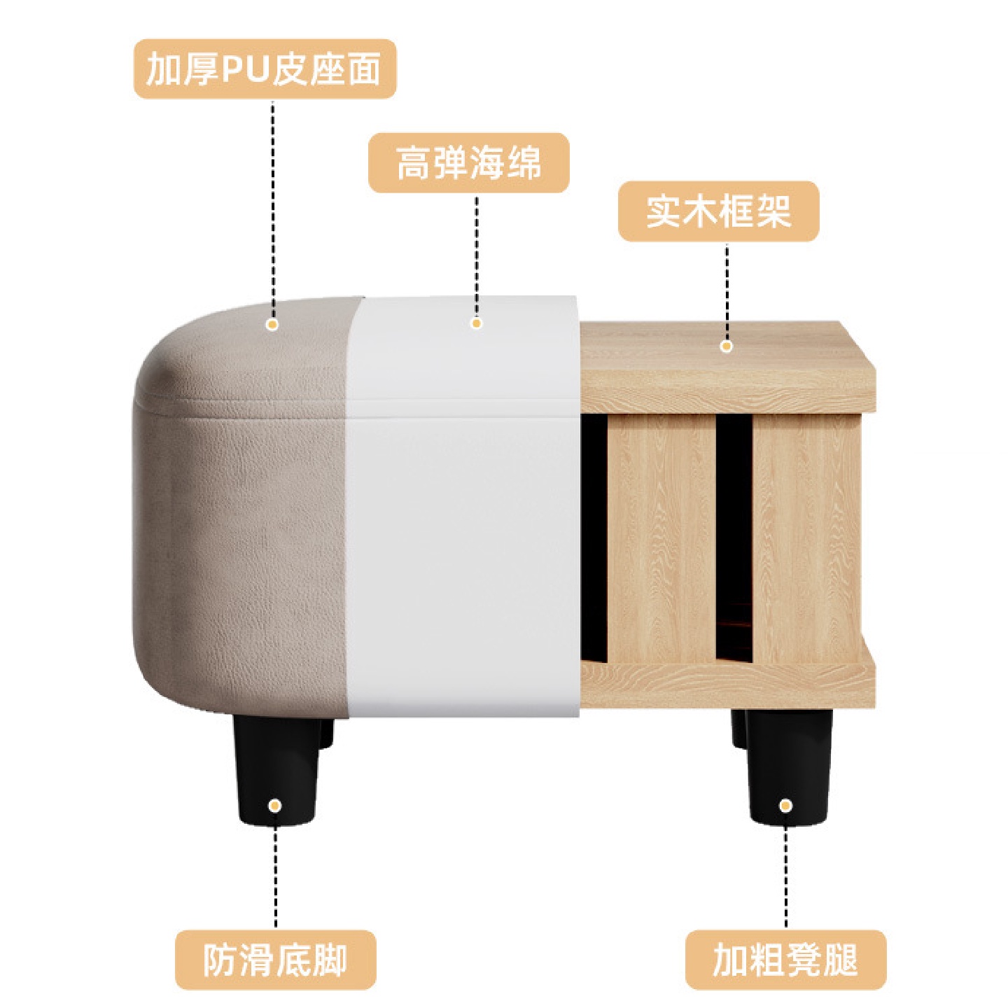 换鞋凳门口家用玄关入户穿鞋小凳子简约沙发垫脚软包客厅皮艺批