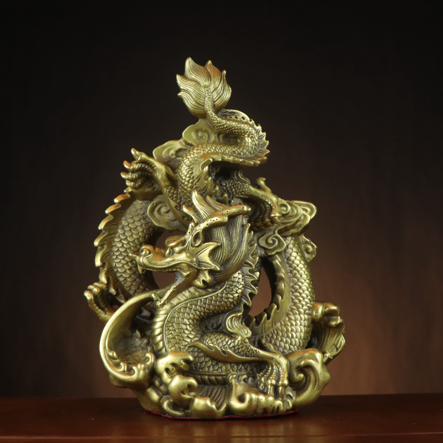 全铜龙摆件生肖龙祥龙戏珠盘龙家居办公室摆件云中腾龙铜龙摆件