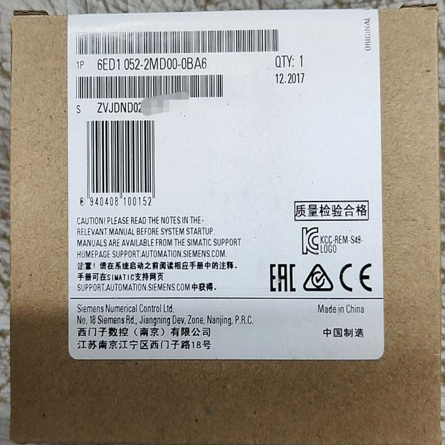 6ED1052-2MD00-0BA62017年，质保一年询价