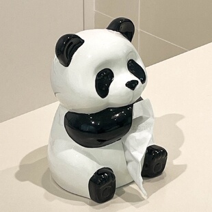 创意可爱简约纸巾盒高颜值熊猫抽纸盒家用客厅桌面陶瓷餐巾纸盒