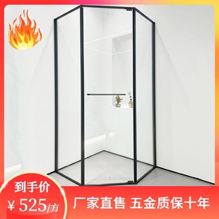 极简窄框钻石型淋浴房浴室隔断玻璃门干湿分离卫生间家用洗澡浴屏