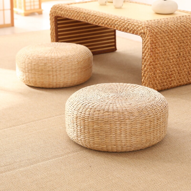 蒲团坐垫草编儿童家用地上跪拜圆形装饰飘窗榻榻米四季打坐垫子