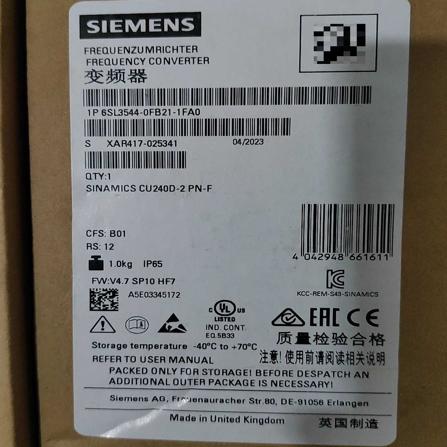 询价6SL3544-0FB21-1FA0/！23年的