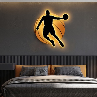 饰画nba篮球客厅沙发背景墙挂画玄关 led灯男孩儿童房间卧室床头装