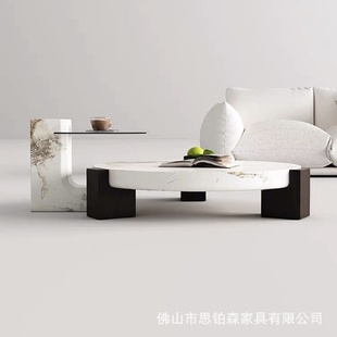 意式 大理石茶几客厅家用小户型轻奢大小圆形设计师款 高级法式 新款
