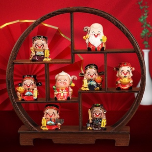 饰开业乔迁 僮烨五路财神摆件福禄寿喜财小财神爷古风家用电视柜装