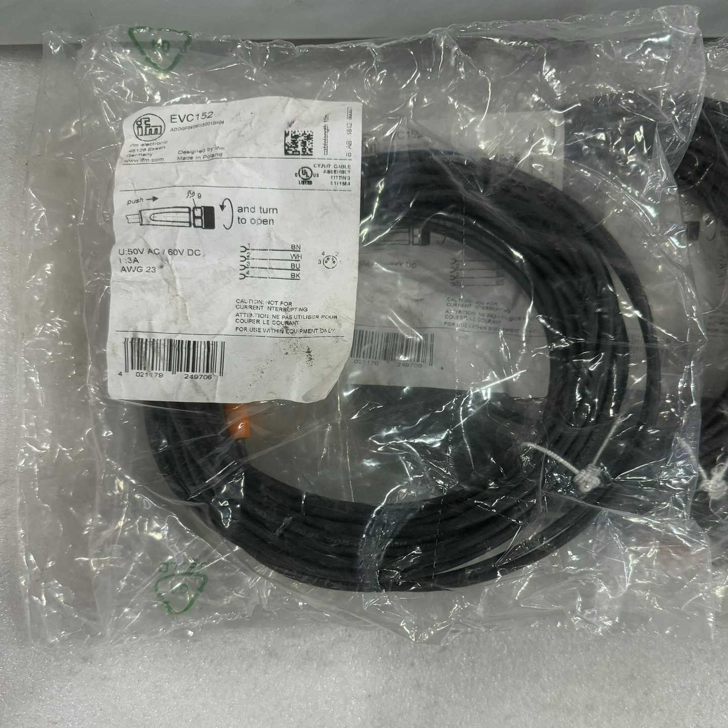 议价德国IFM易福门线缆EVC152传感器线缆，仓库余货，袋子