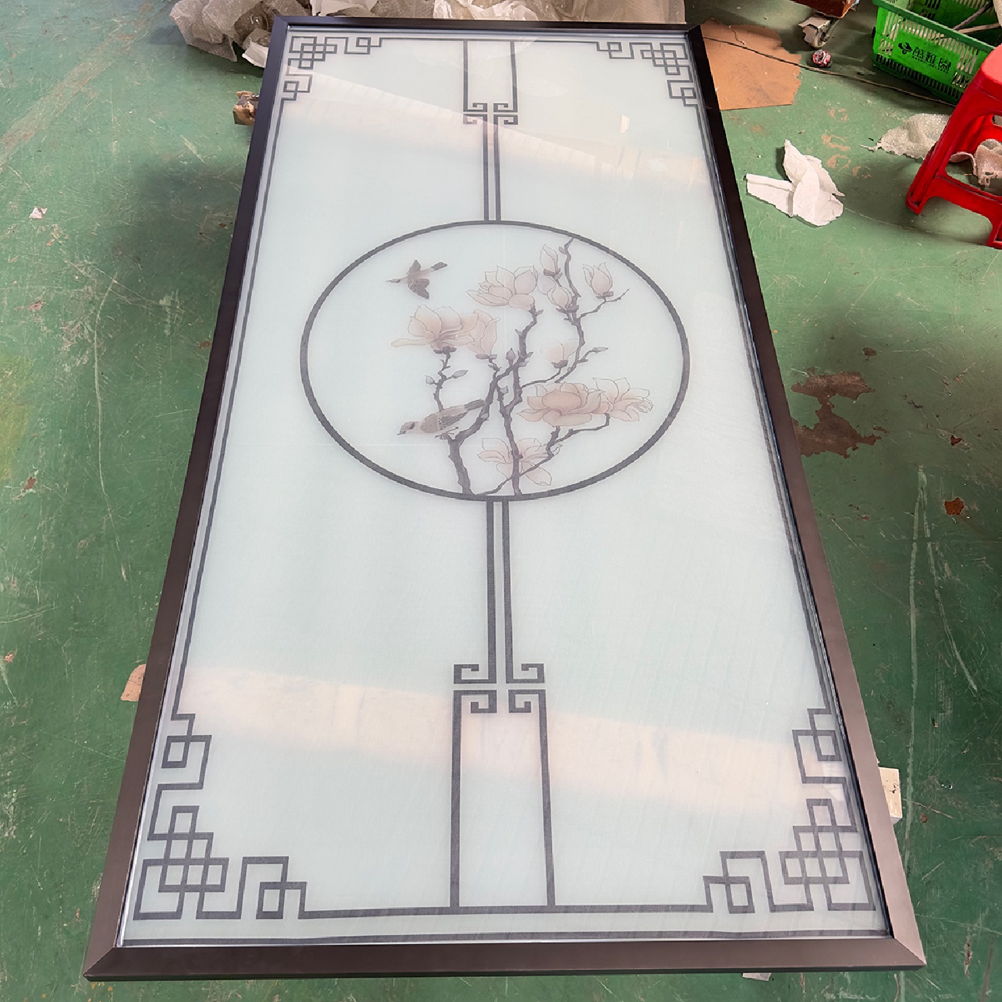 现代简约客厅艺术玻璃玄关电视背景墙装饰不锈钢夹娟玻璃隔断屏风